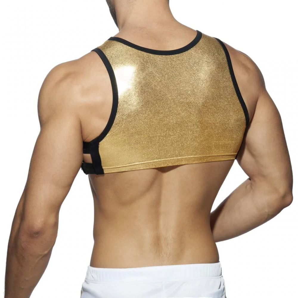 Men's JOCKMAIL JM999 - Full Back Shiny Gold/Silver Harness - Image 3