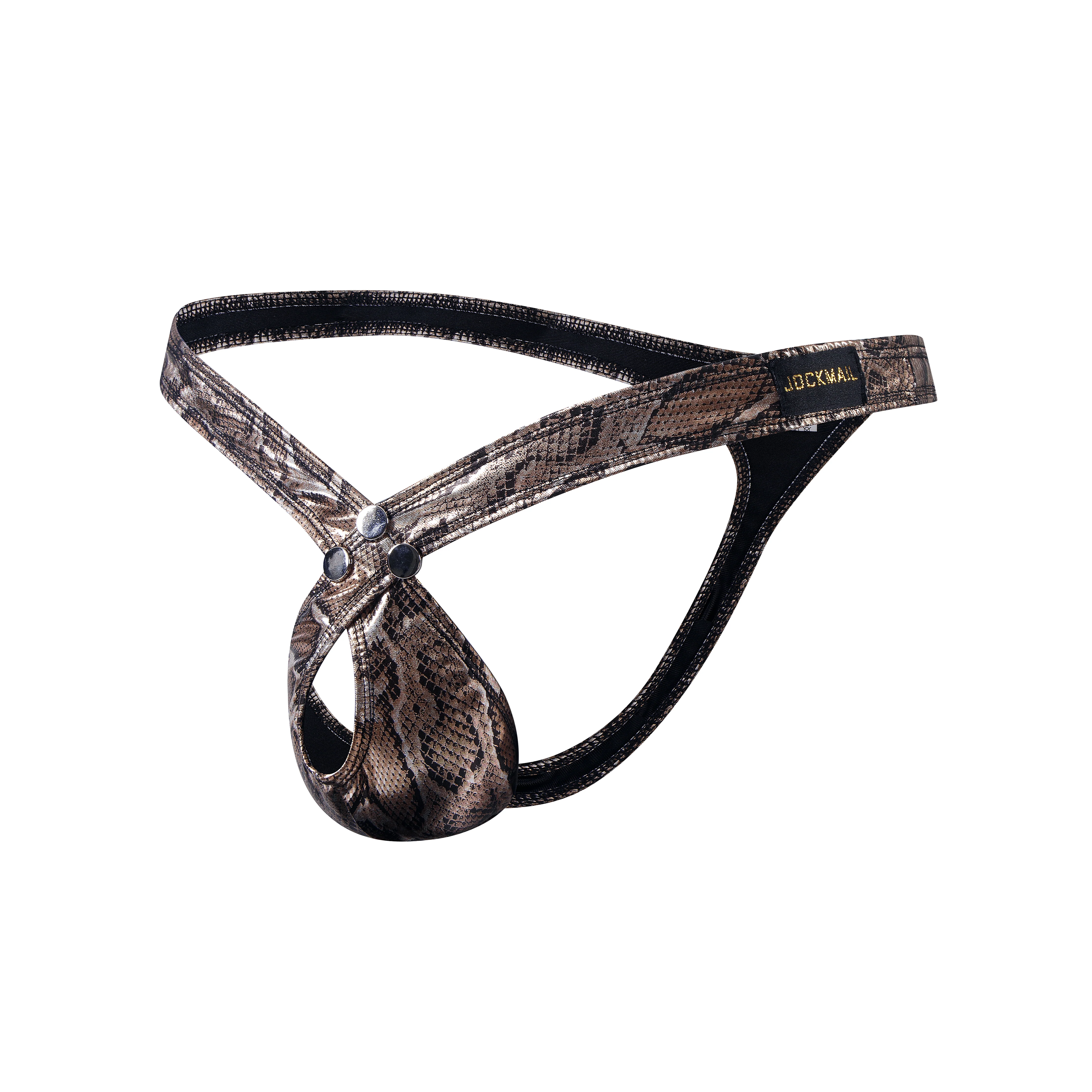 Men's JOCKMAIL JM245 - Signature Metallic Criss Cross Thong - Image 2