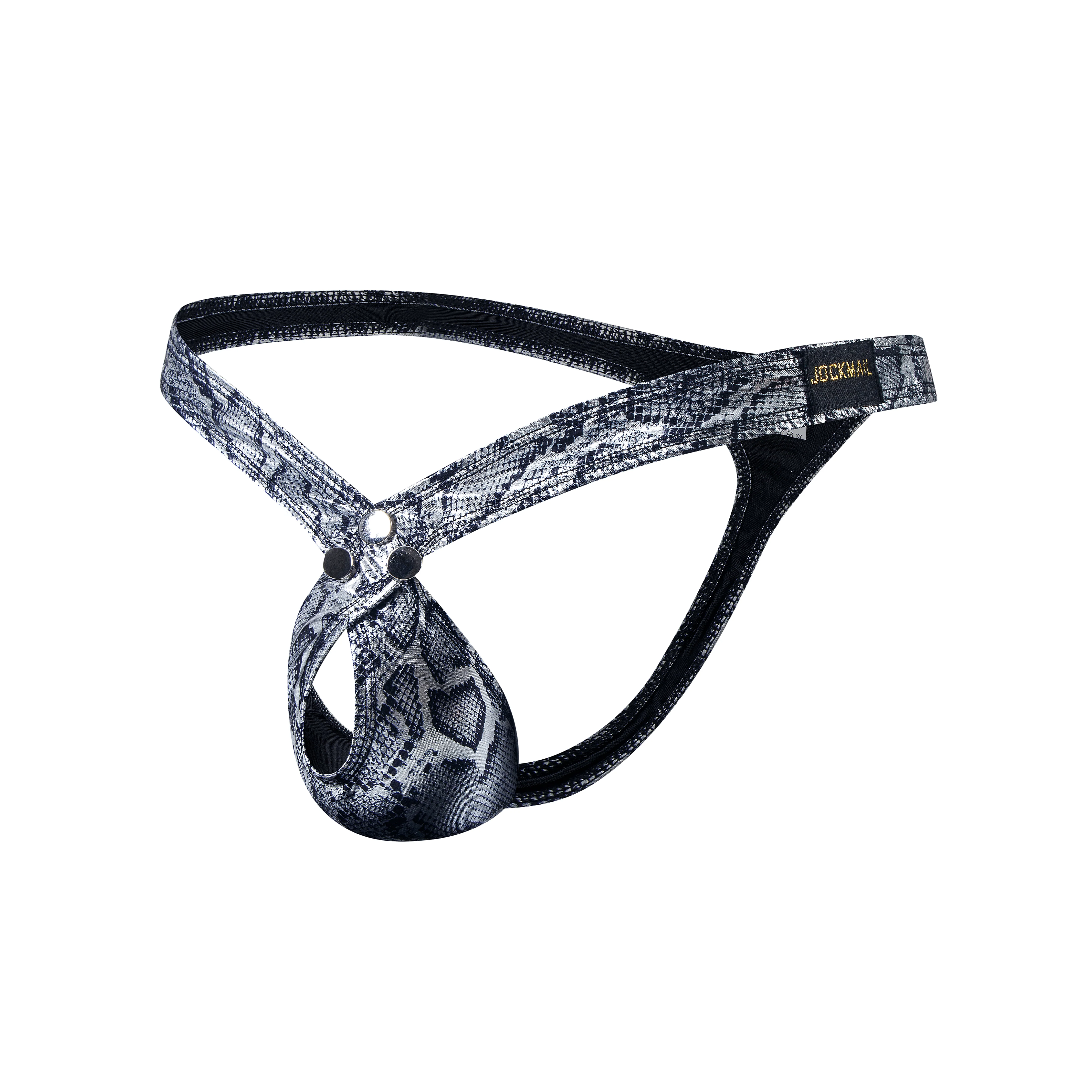 Men's JOCKMAIL JM245 - Signature Metallic Criss Cross Thong - Image 3