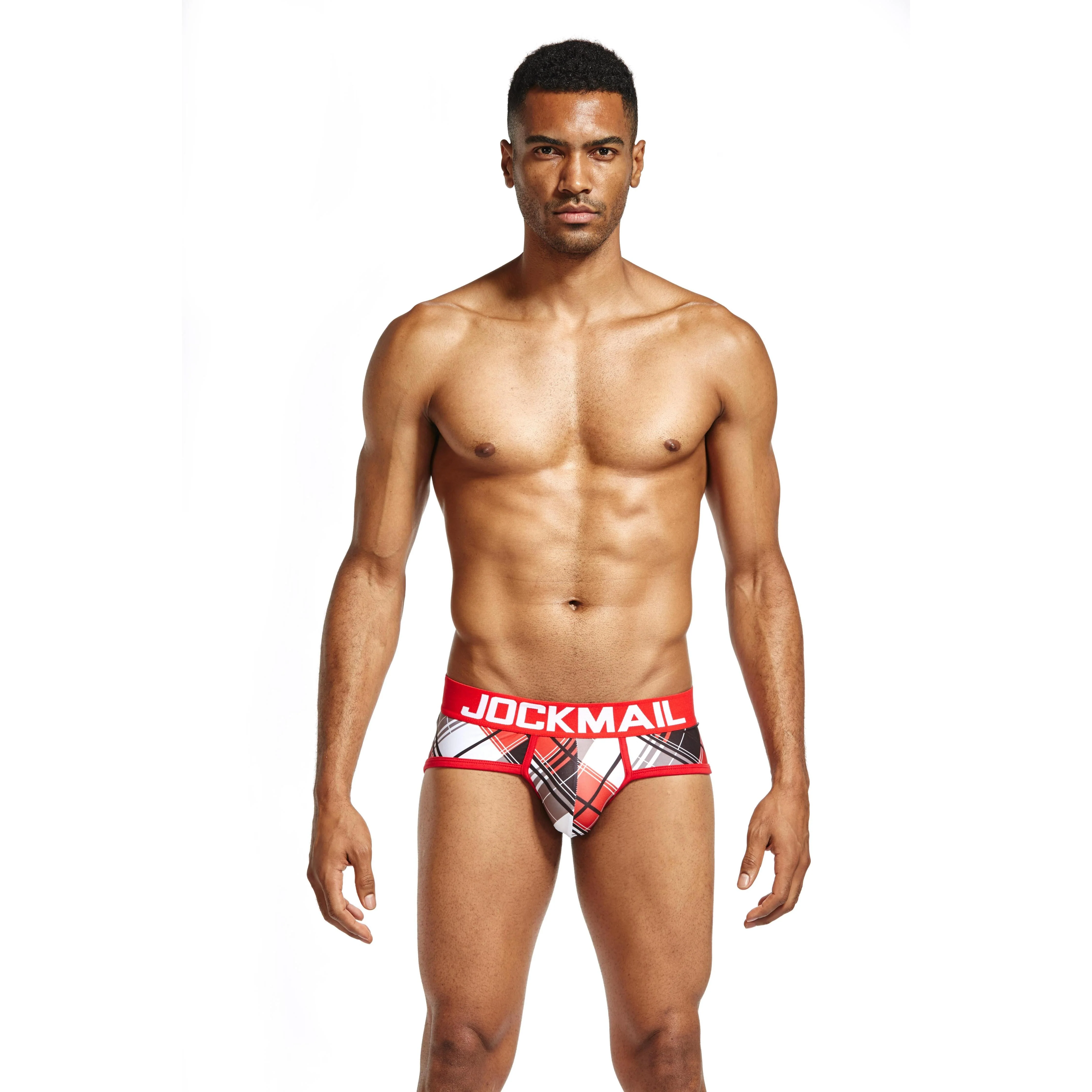 Men's JOCKMAIL JM327 Brief - Aqua - Red - Image 5