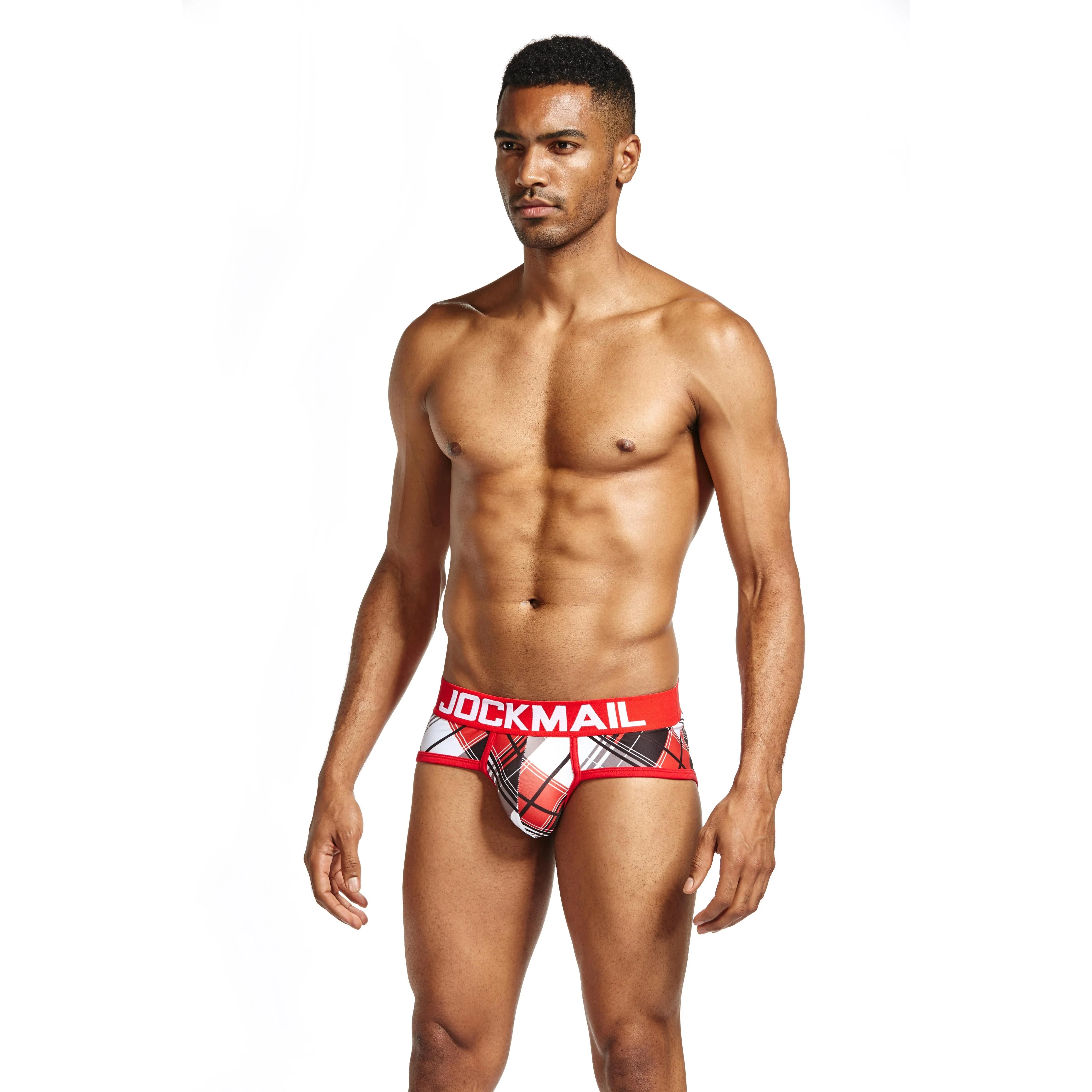 Men's JOCKMAIL JM327 Brief - Aqua - Red - Image 6