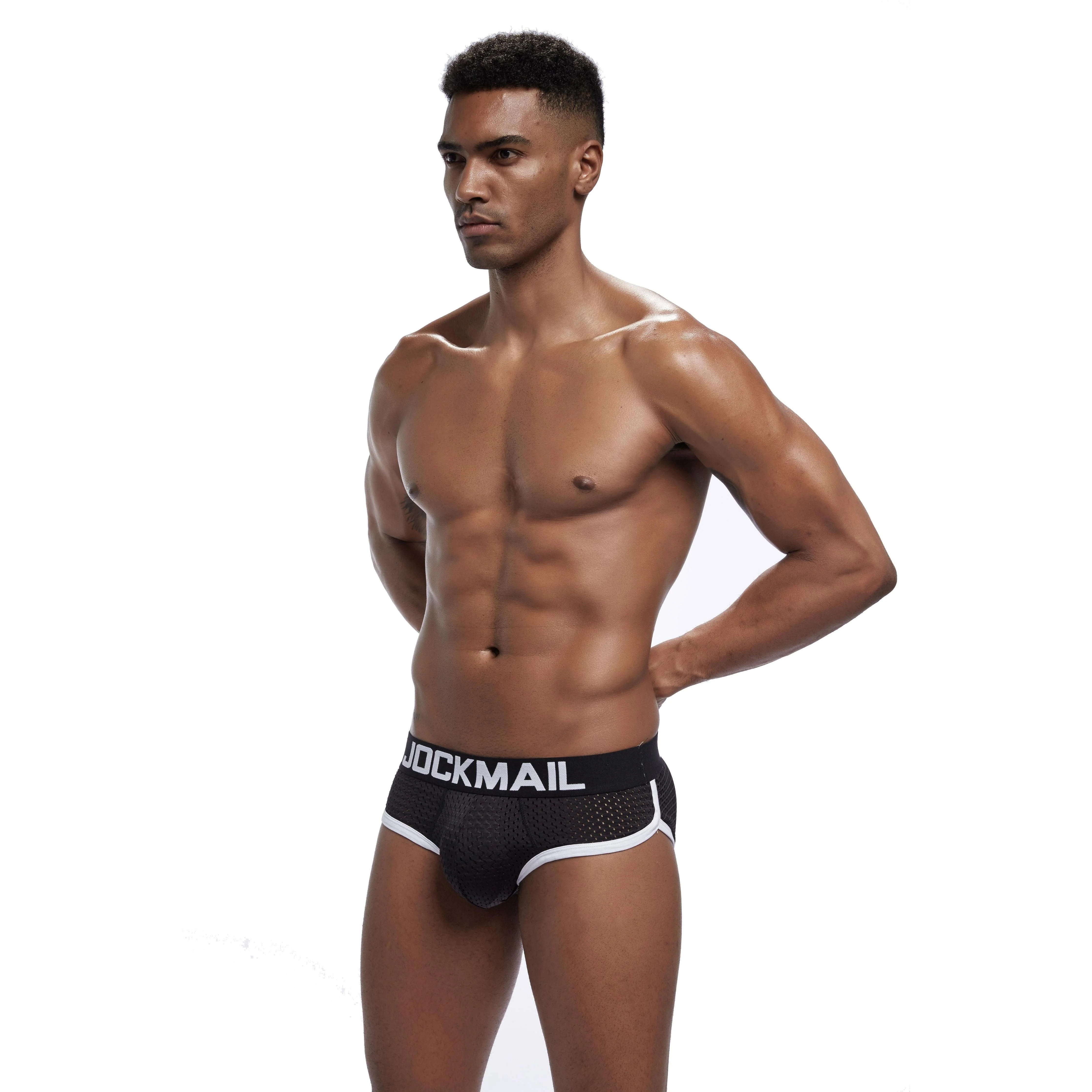 Men's JOCKMAIL JM346 Brief - Black - Navy - White - Image 2