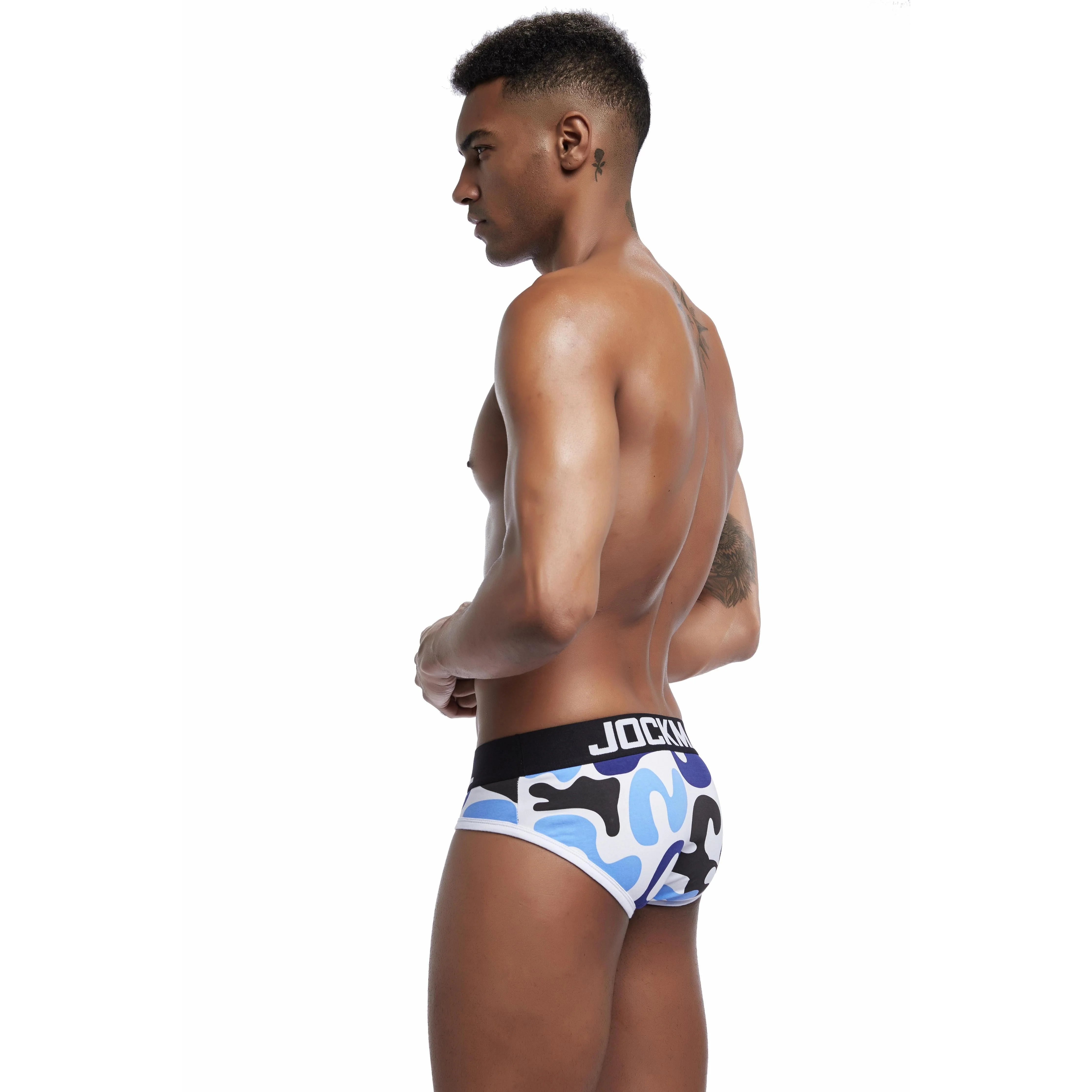 Men's JOCKMAIL JM347 Brief - Blue - Green - White - Image 3