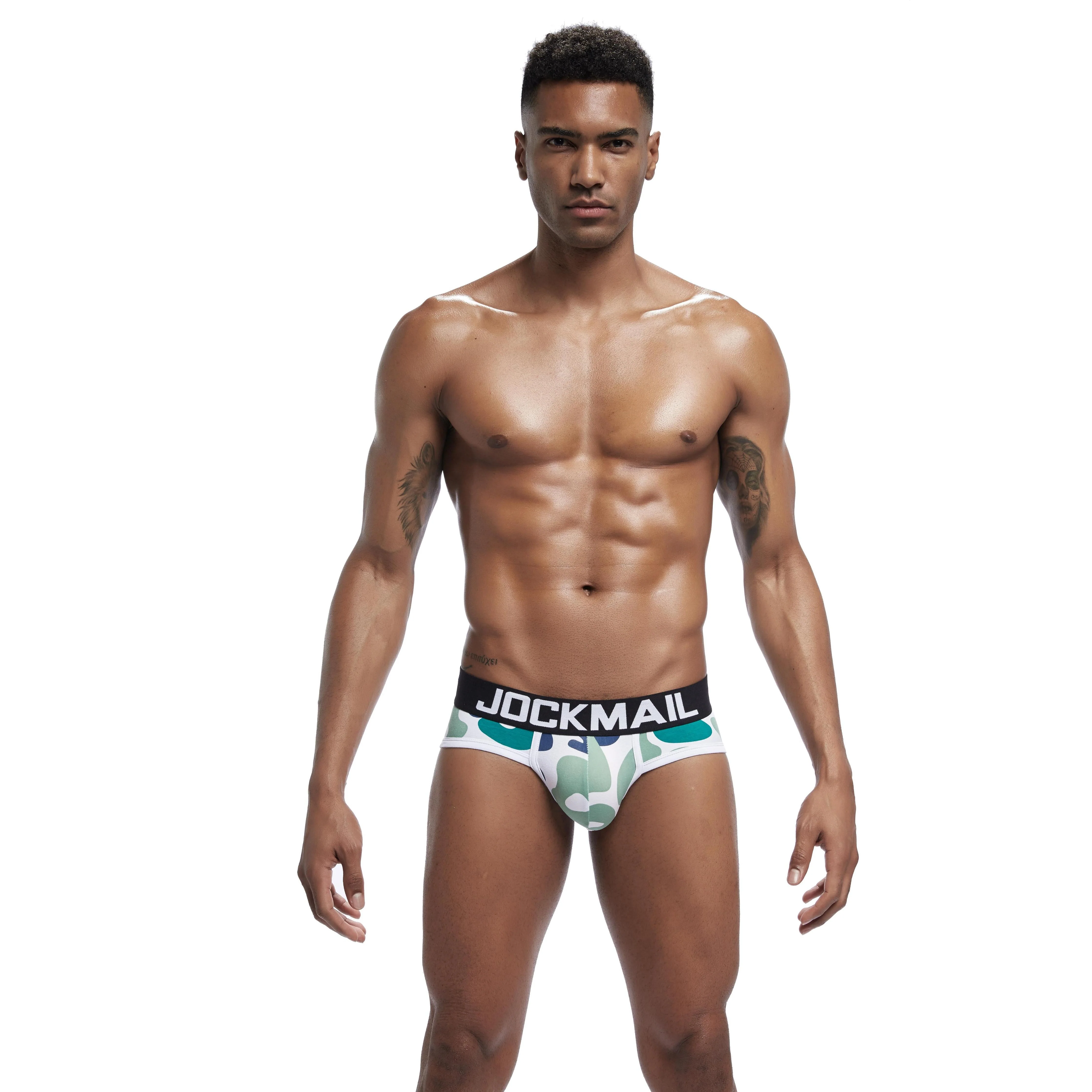 Men's JOCKMAIL JM347 Brief - Blue - Green - White - Image 4