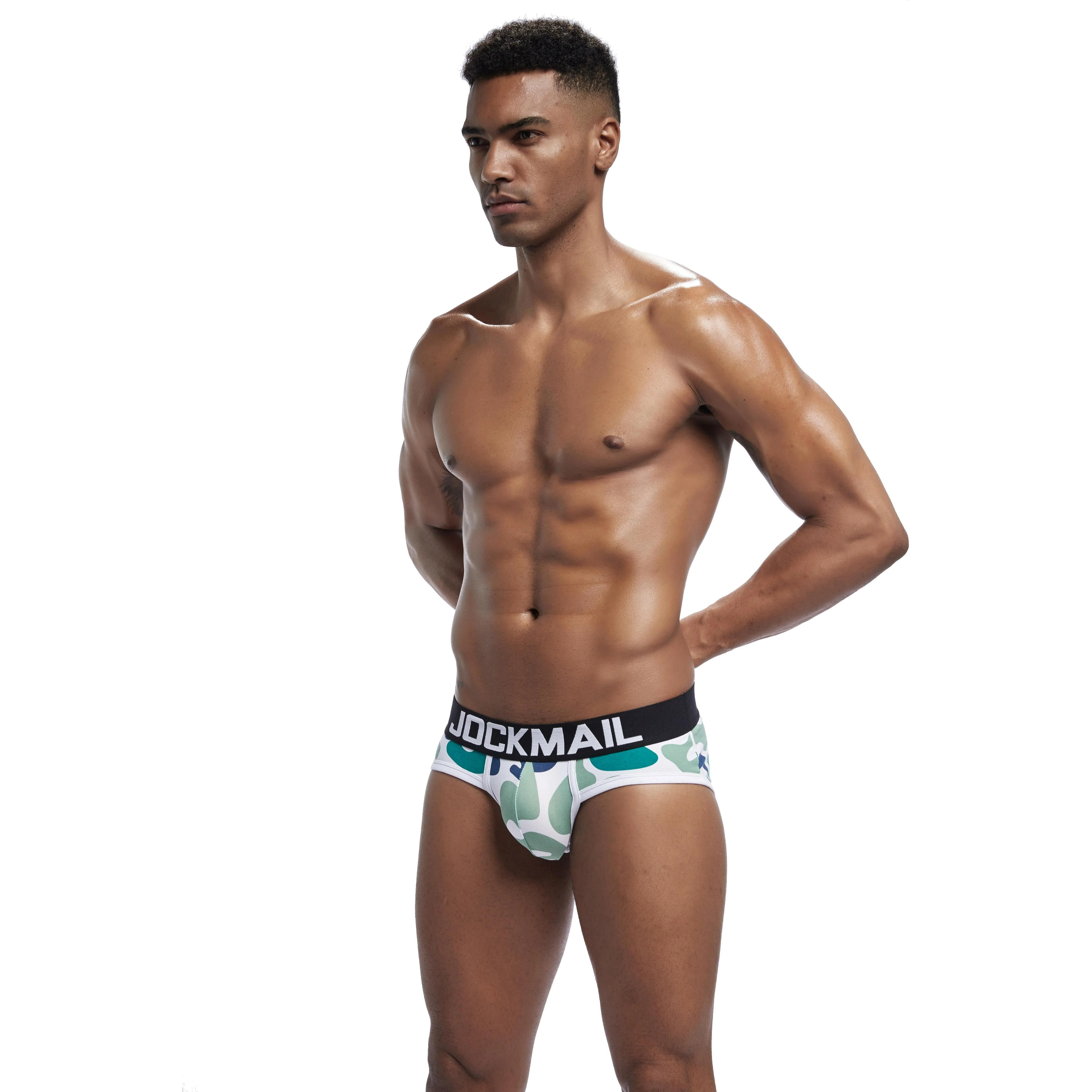 Men's JOCKMAIL JM347 Brief - Blue - Green - White - Image 5