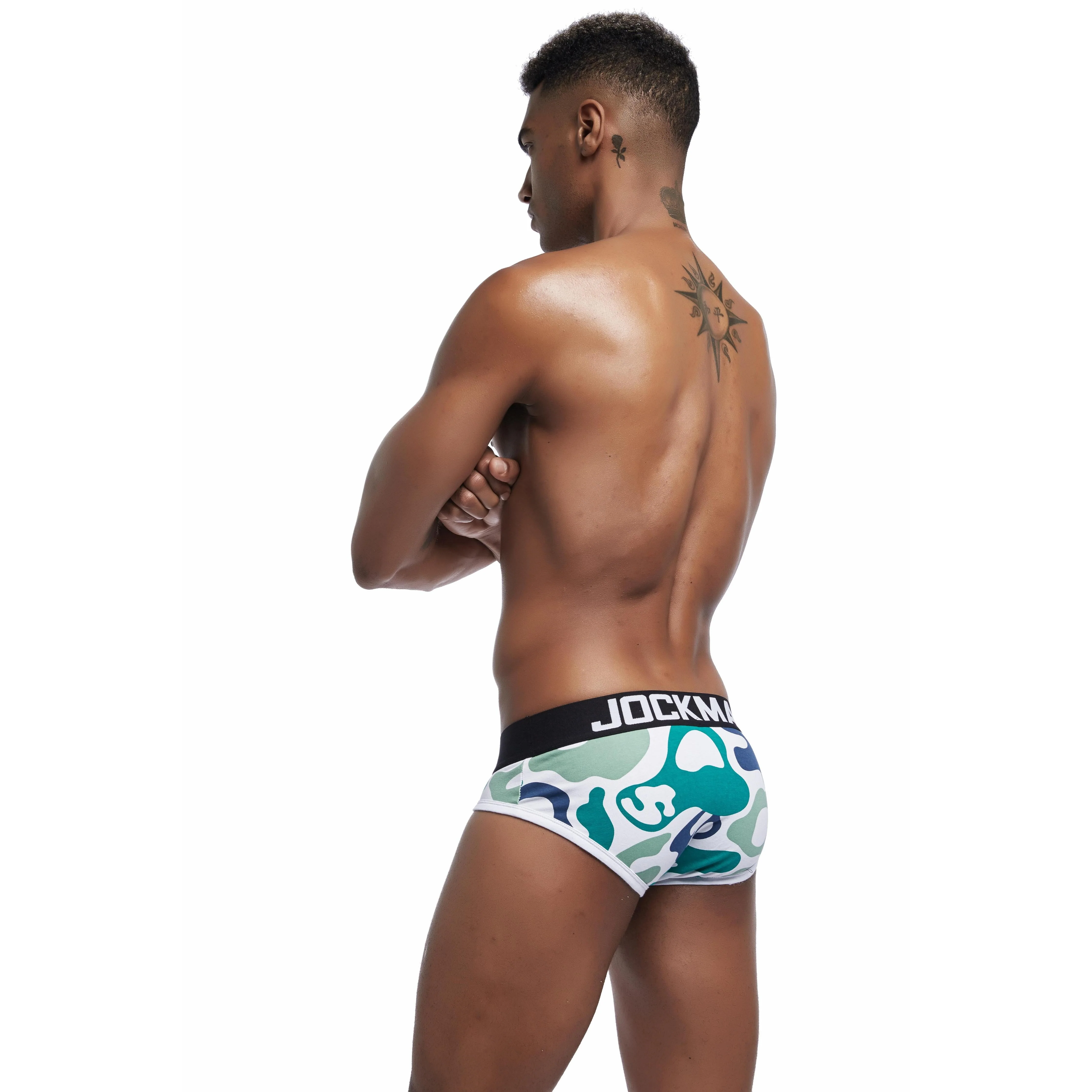 Men's JOCKMAIL JM347 Brief - Blue - Green - White - Image 6