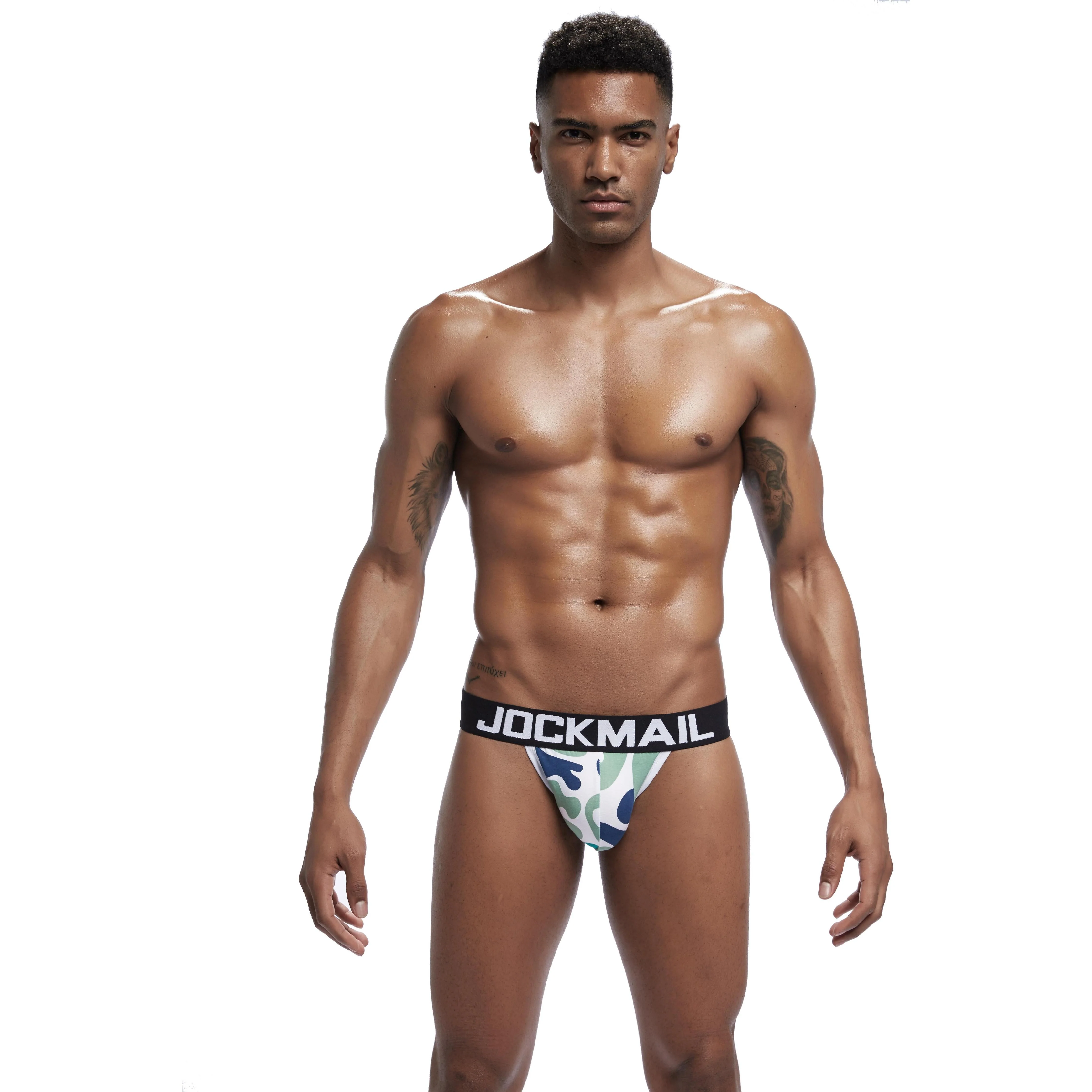 Men's JOCKMAIL JM348 Brief - Blue - Green - Grey - Image 4