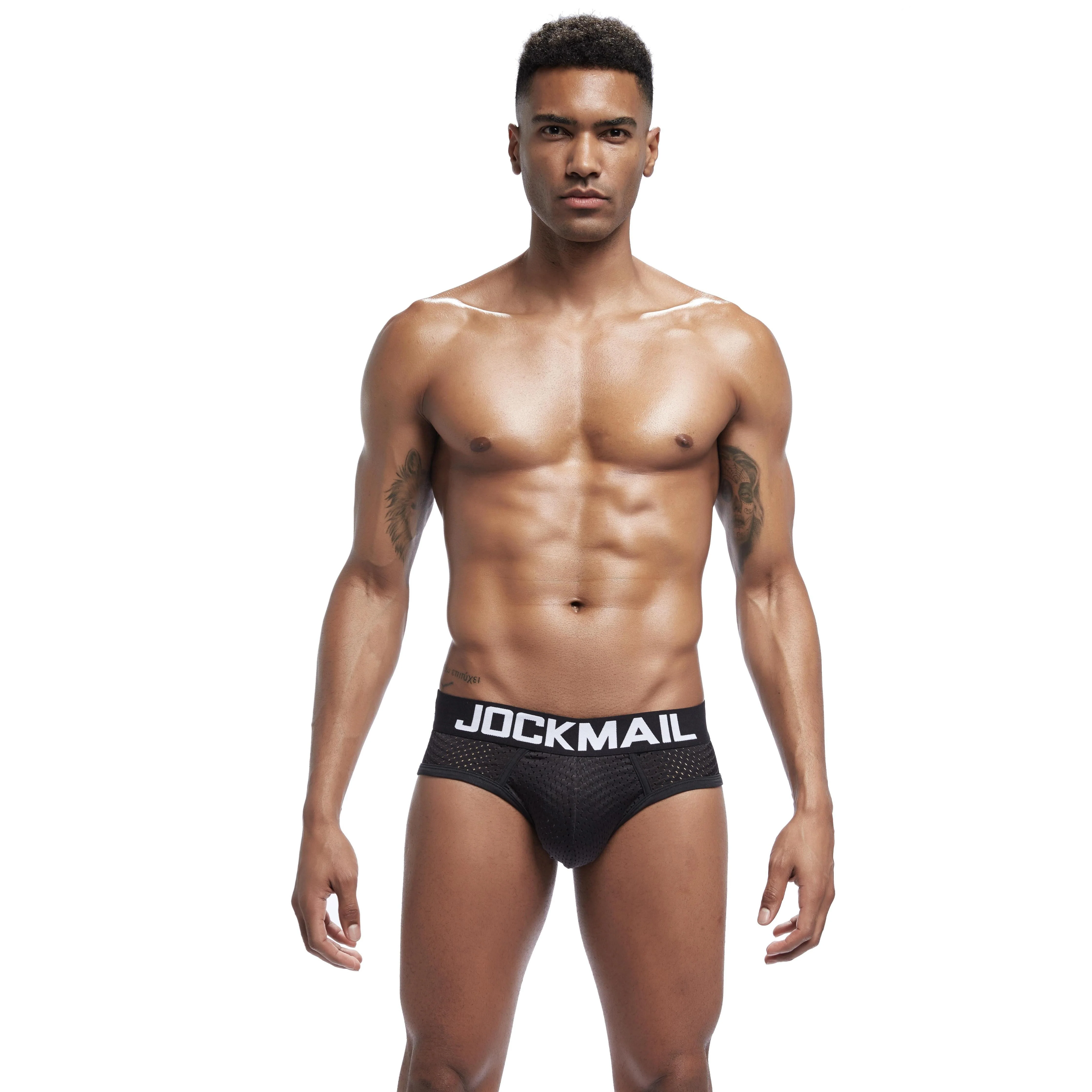 Men's JOCKMAIL JM352 Brief - Black - Navy - Red - White - Image 2