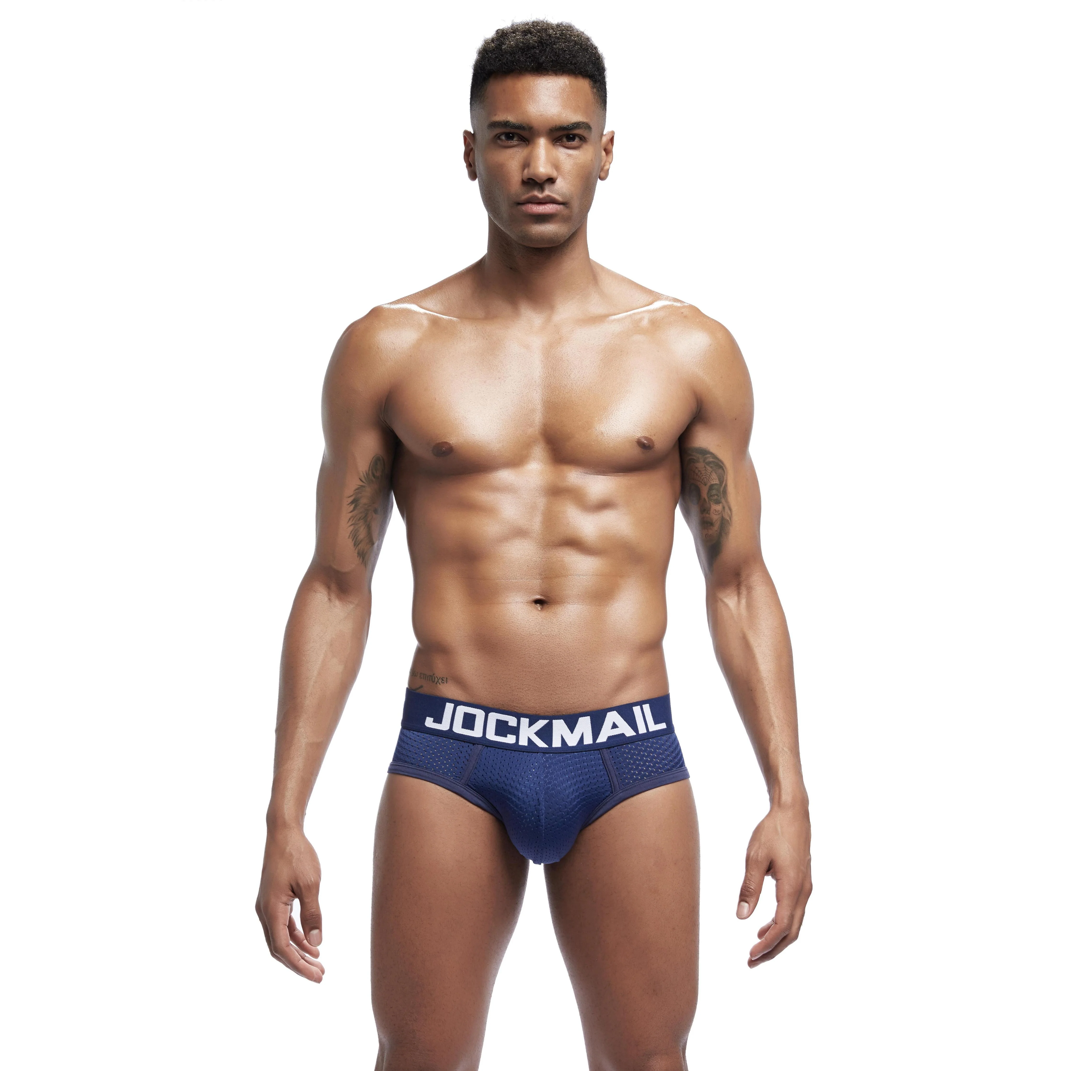Men's JOCKMAIL JM352 Brief - Black - Navy - Red - White - Image 4