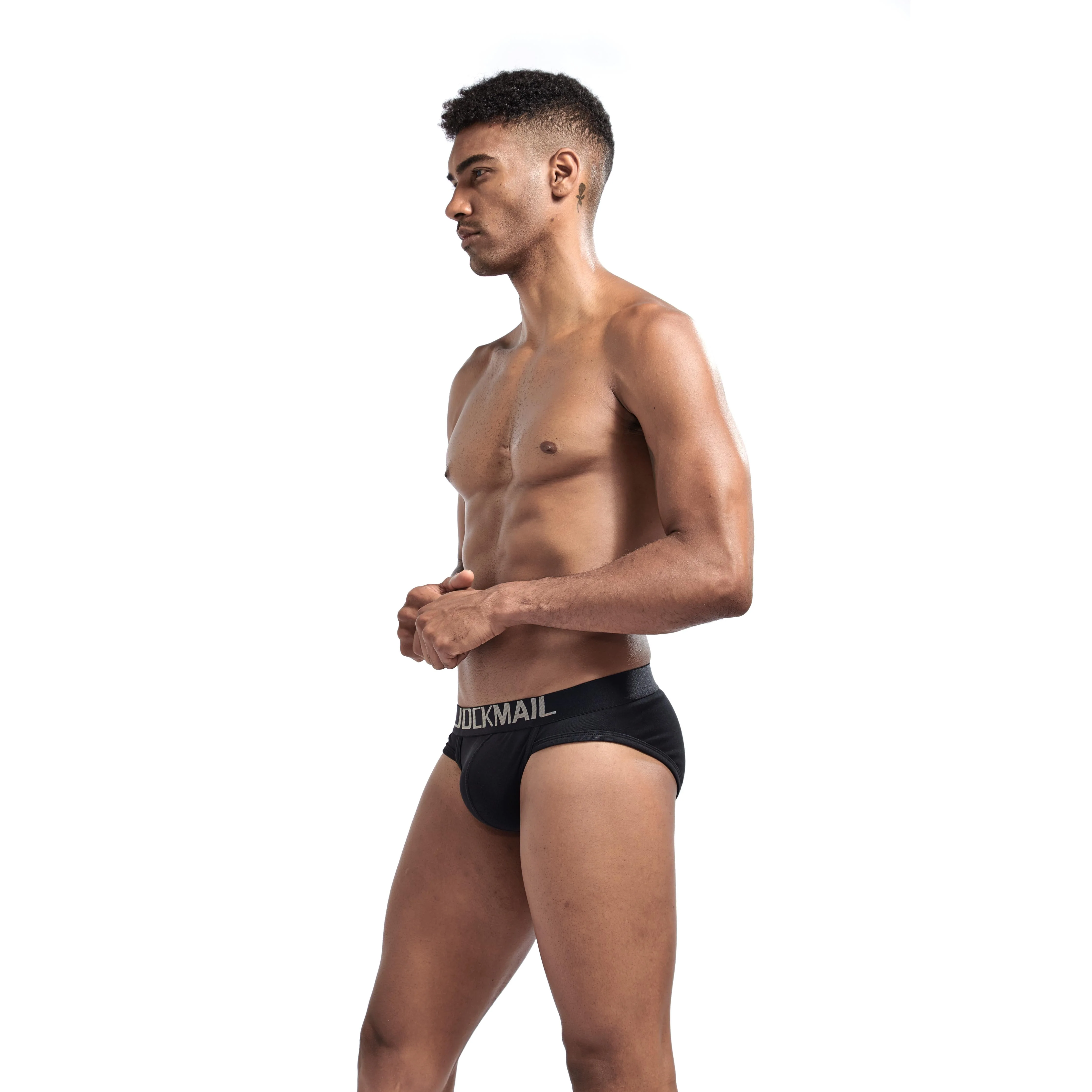 Men's JOCKMAIL JM360 Brief - Black - Grey - White - Image 2