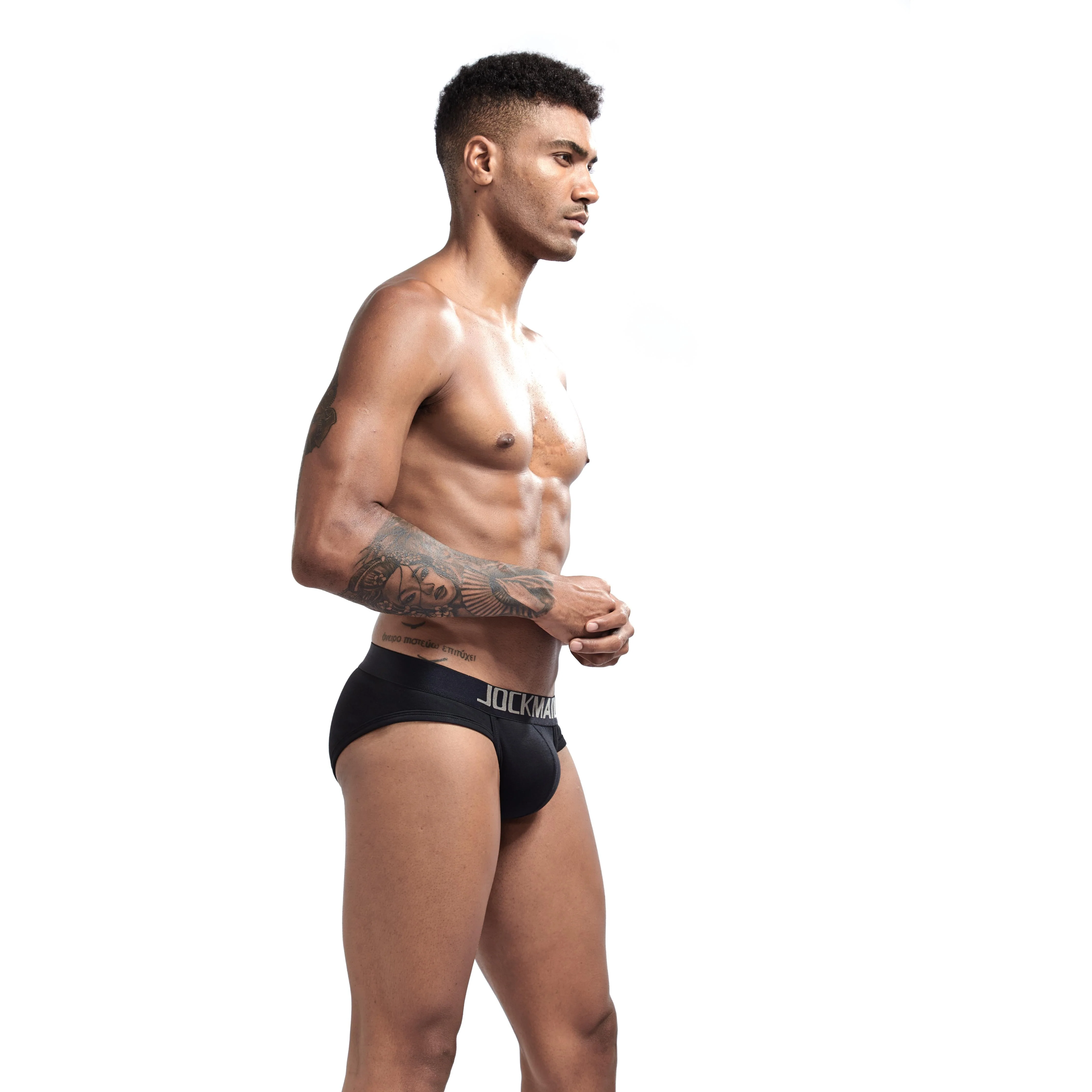 Men's JOCKMAIL JM360 Brief - Black - Grey - White - Image 3