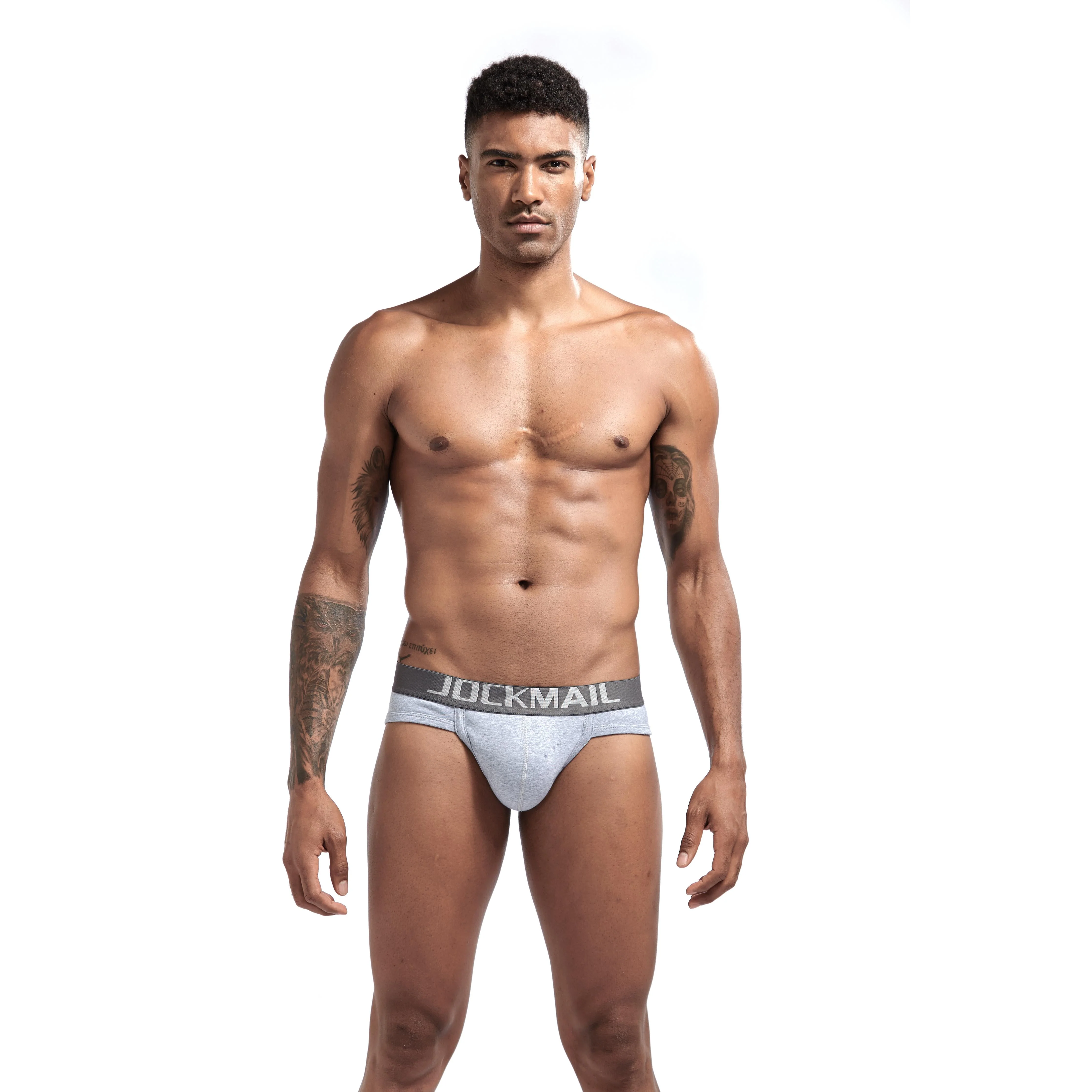 Men's JOCKMAIL JM360 Brief - Black - Grey - White - Image 5