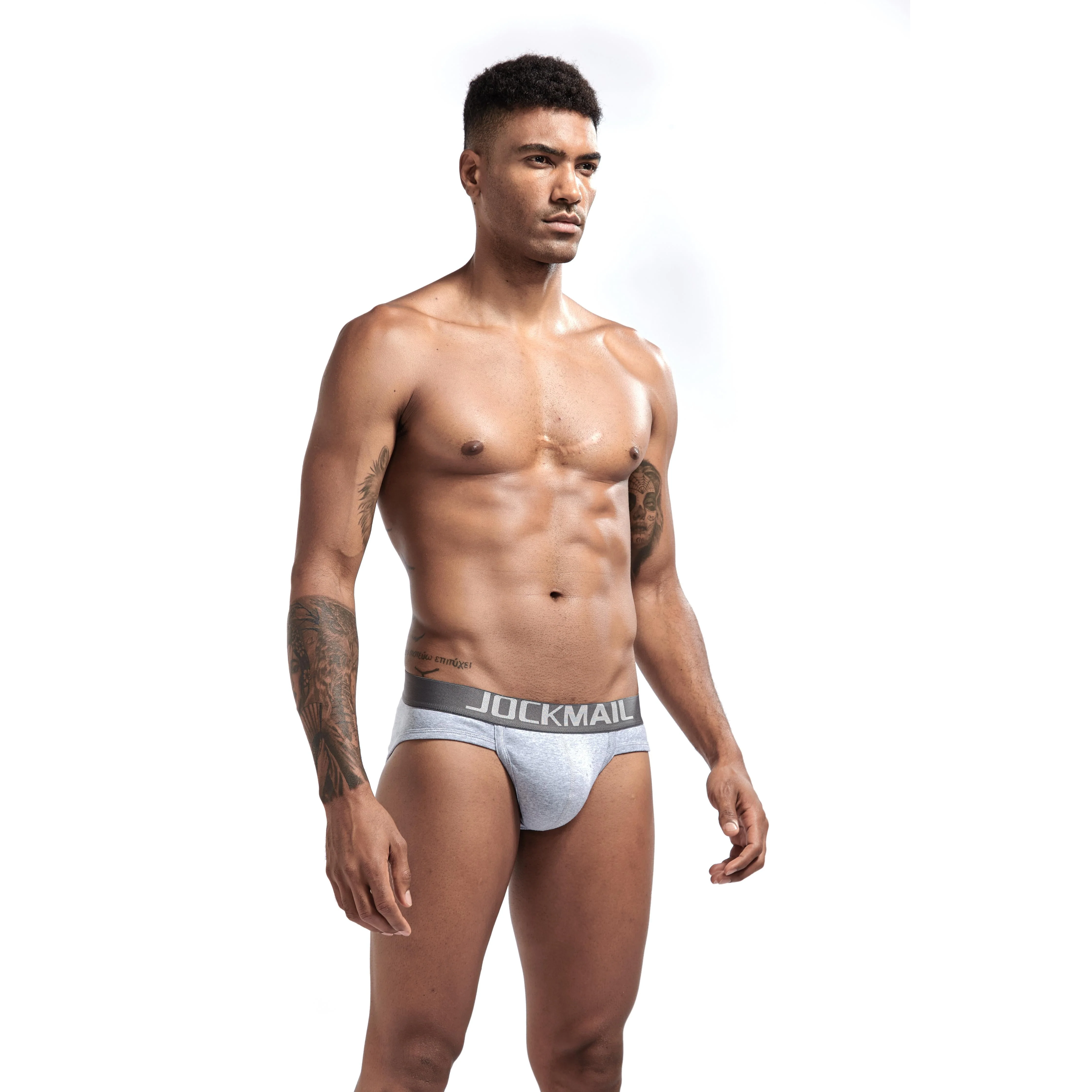 Men's JOCKMAIL JM360 Brief - Black - Grey - White - Image 7